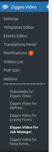 Ziggeo Video for Job Manager - settings