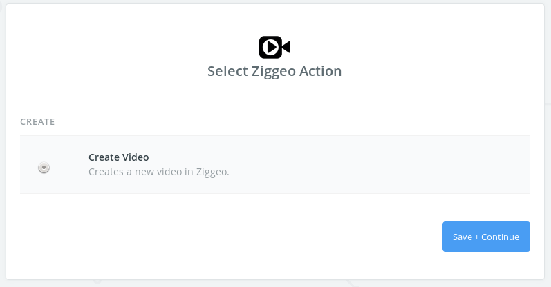 Select the action within your Ziggeo app