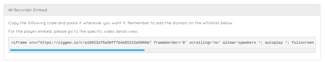 Iframe and oEmbed recorder code