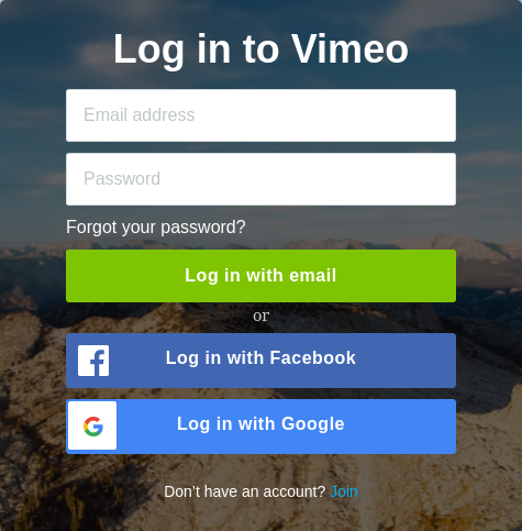 Vimeo authenticate