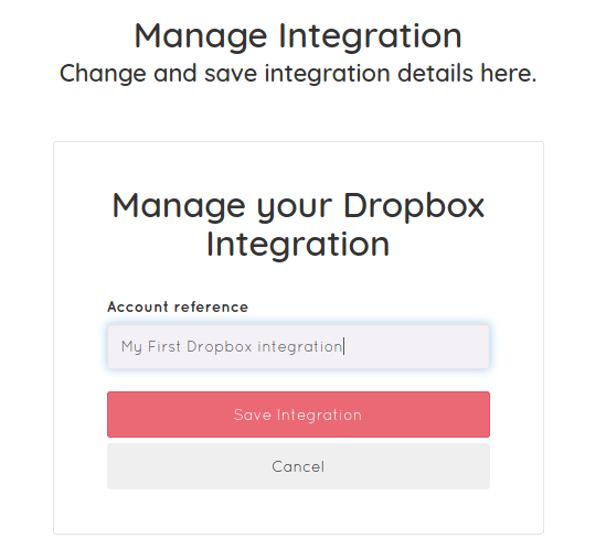 Name your Dropbox integration