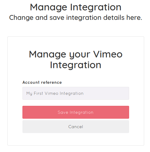 Name your Vimeo integration
