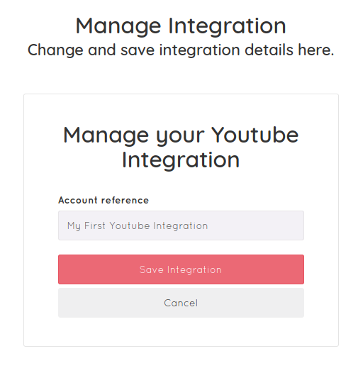 Name your YouTube integration