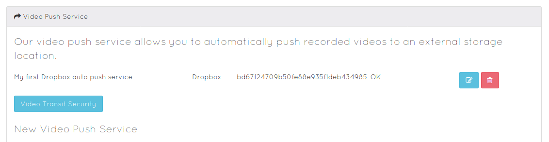 Auto push - Dropbox integrations created