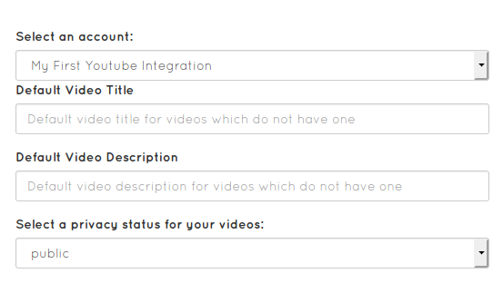 Auto push - YouTube integration fields