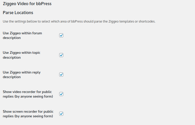 bbPress integration settings