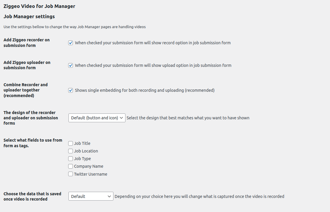 Job Manager integration settings