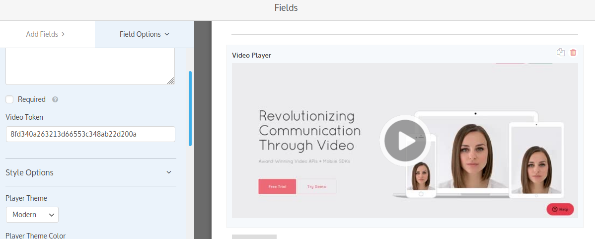 WPForms integration Video Player field