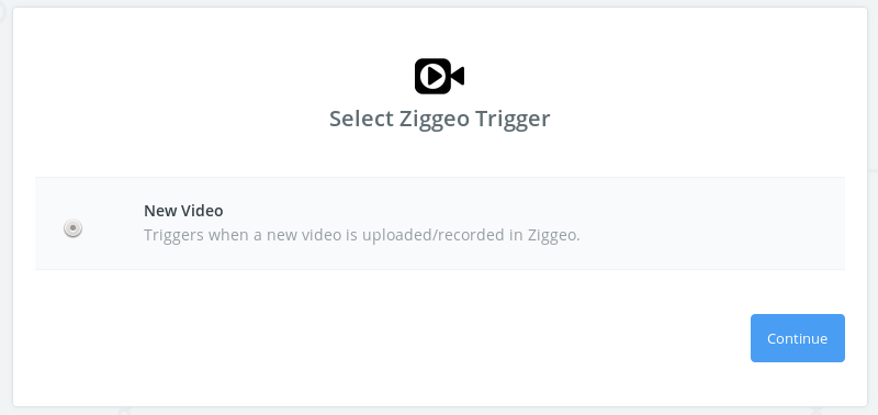 Select the trigger within your Ziggeo app