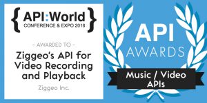 Ziggeo won API Awards in 2016 from API:WORLD