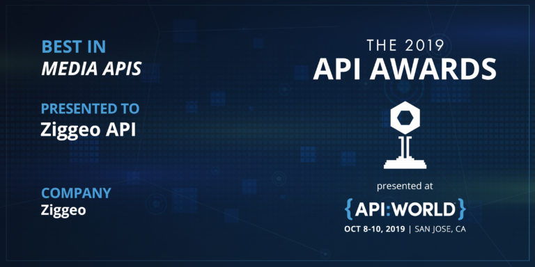 Banner stating that Ziggeo won API Award in 2019