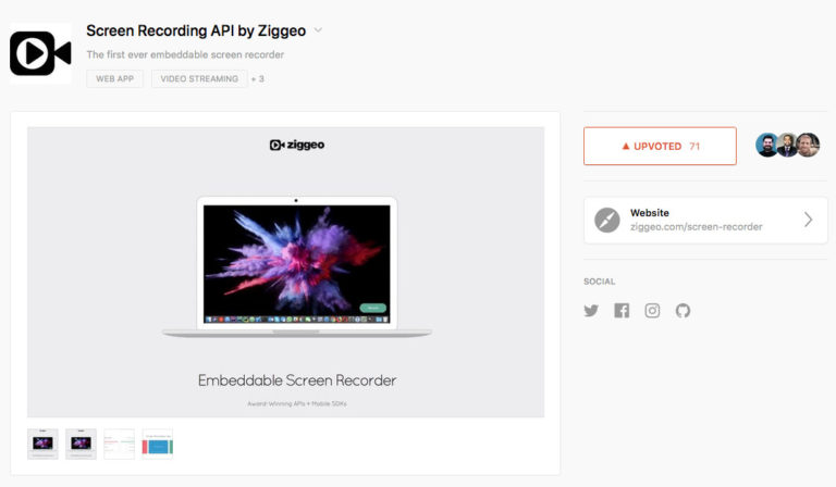 Ziggeo's Screen Recorder Featured on Product Hunt in 2017
