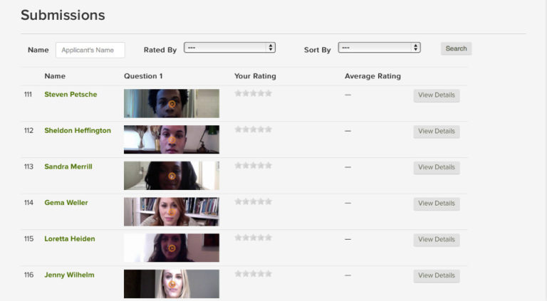 Preview of Ziggeo's Applicant Tracking system dashboard