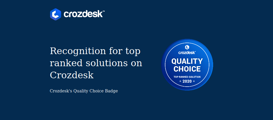 Banner showcasing that Ziggeo won Quality Choice award from Crozdesk in 2020