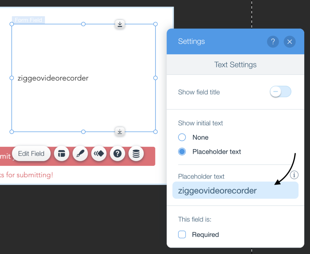 adding Ziggeo Video Recorder on a Wix form